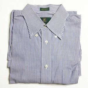 Club Room Shirt Men 16 White Stripes Long Sleeve